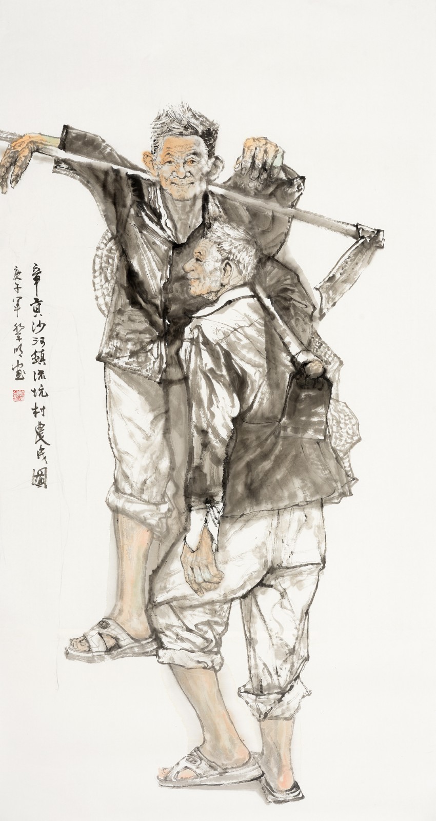 黎明《章贡沙河镇流坑村民图》 中国画180cmX96cm.jpg